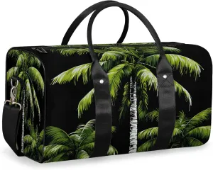 Tropical Plants Beach Palm Trees Travel Duffle Bag, Sports Gym Bags for Women Men, Carry On Weekender Overnight Workout Airplane Trips Bag