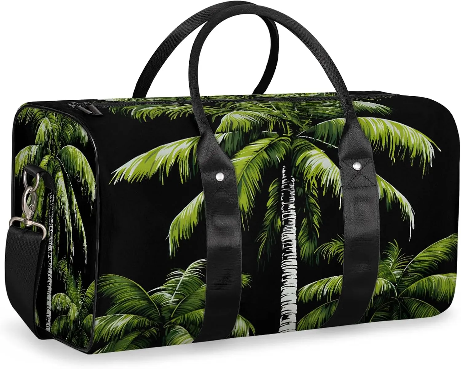 Tropical Plants Beach Palm Trees Travel Duffle Bag, Sports Gym Bags for Women Men, Carry On Weekender Overnight Workout Airplane Trips Bag