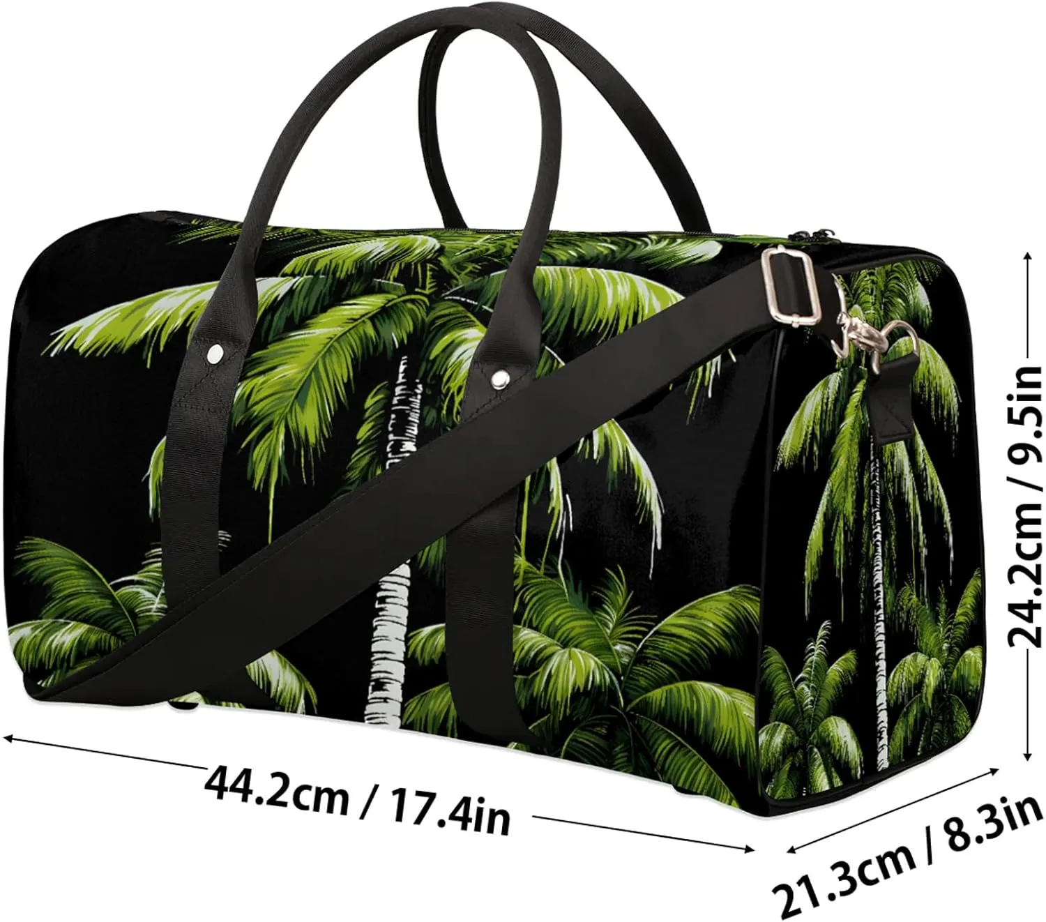 Tropical Plants Beach Palm Trees Travel Duffle Bag, Sports Gym Bags for Women Men, Carry On Weekender Overnight Workout Airplane Trips Bag