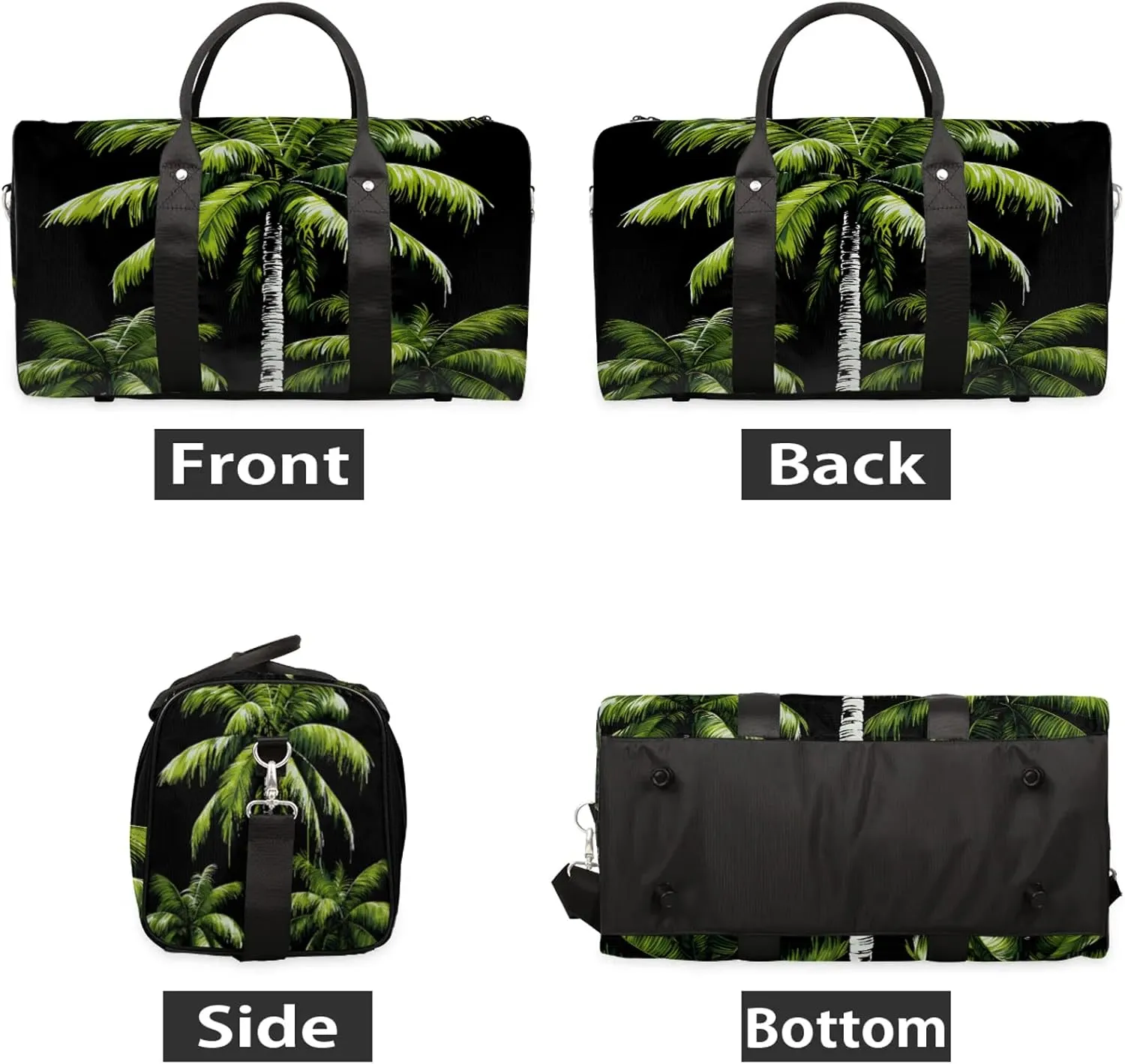 Tropical Plants Beach Palm Trees Travel Duffle Bag, Sports Gym Bags for Women Men, Carry On Weekender Overnight Workout Airplane Trips Bag