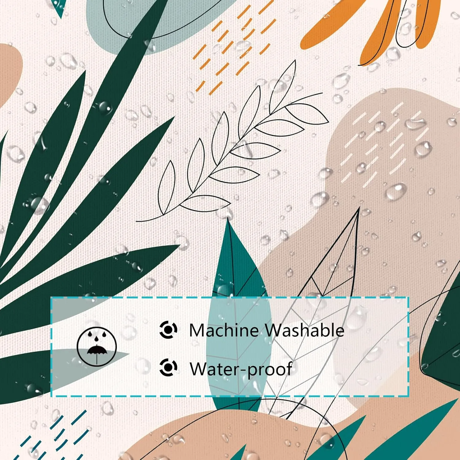 Tropical Shower Curtain, Bohemia Mid-Century Tropical Green Leaves Plant Bathroom Curtain, Abstract Modern Boho Polyester Waterproof Bath Curtian Accessory Set 12 Hooks 72x72 inch