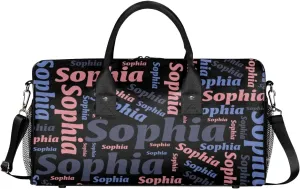TropicalLife Personalized Duffel Bag Custom Name Sport Gym Bag Duffle Dance Bag Weekender Bags for Women Black Pinks