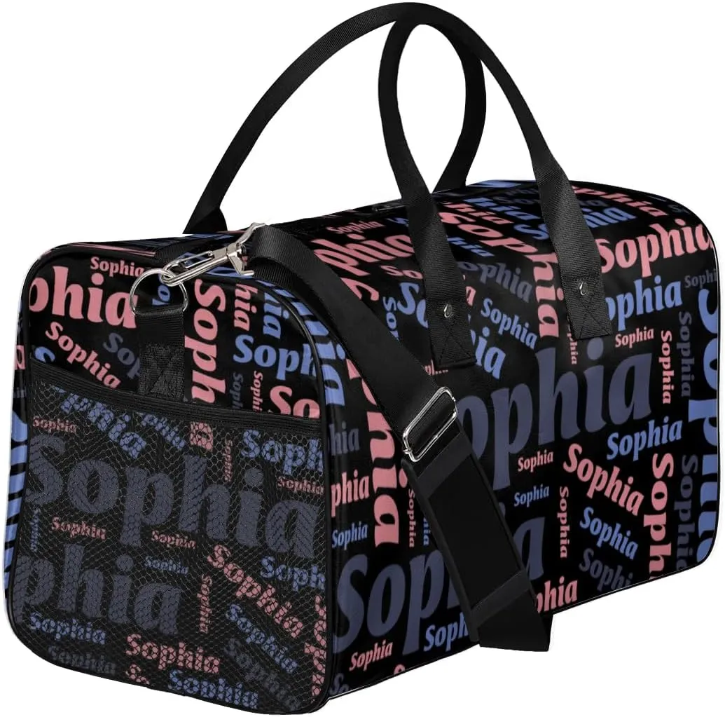 TropicalLife Personalized Duffel Bag Custom Name Sport Gym Bag Duffle Dance Bag Weekender Bags for Women Black Pinks