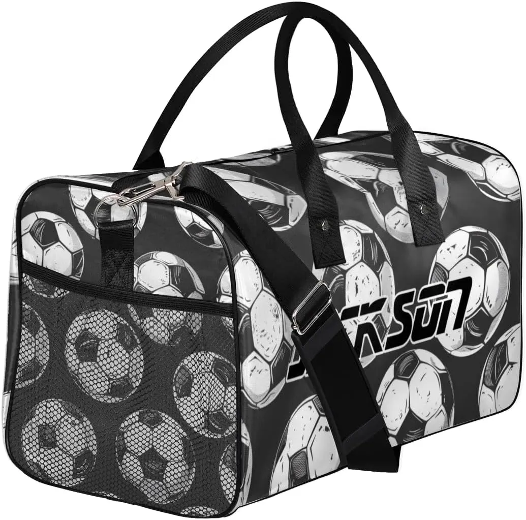 TropicalLife Personalized Soccer Duffel Bag Custom Name Gym Bags Carry On Travel Bag Weekender Overnight Bag for Women Men, Football Sports