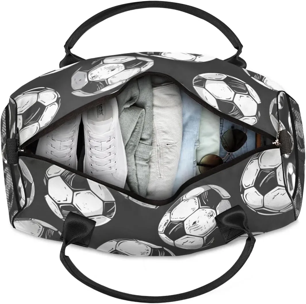 TropicalLife Personalized Soccer Duffel Bag Custom Name Gym Bags Carry On Travel Bag Weekender Overnight Bag for Women Men, Football Sports