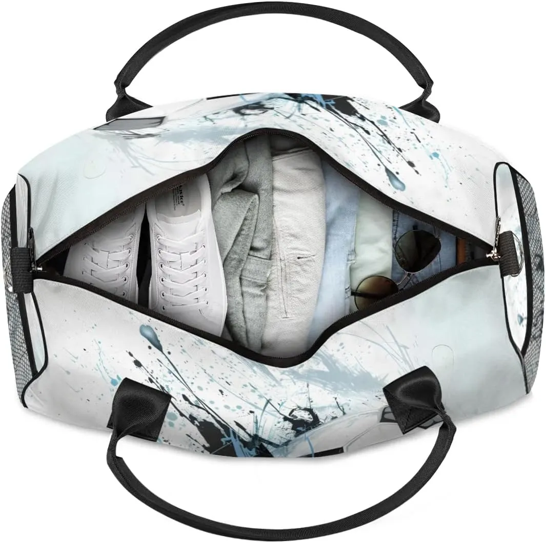 TropicalLife Personalized Sport Soccer Ball Print Duffel Bag Custom Name Gym Bags Carry On Travel Bag Weekender Overnight Bag for Women Men,