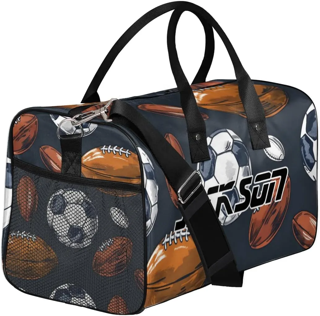 TropicalLife Personalized Sport Soccer Football Duffel Bag Custom Name Gym Bags Carry On Travel Bag Weekender Overnight Bag for Women Men,