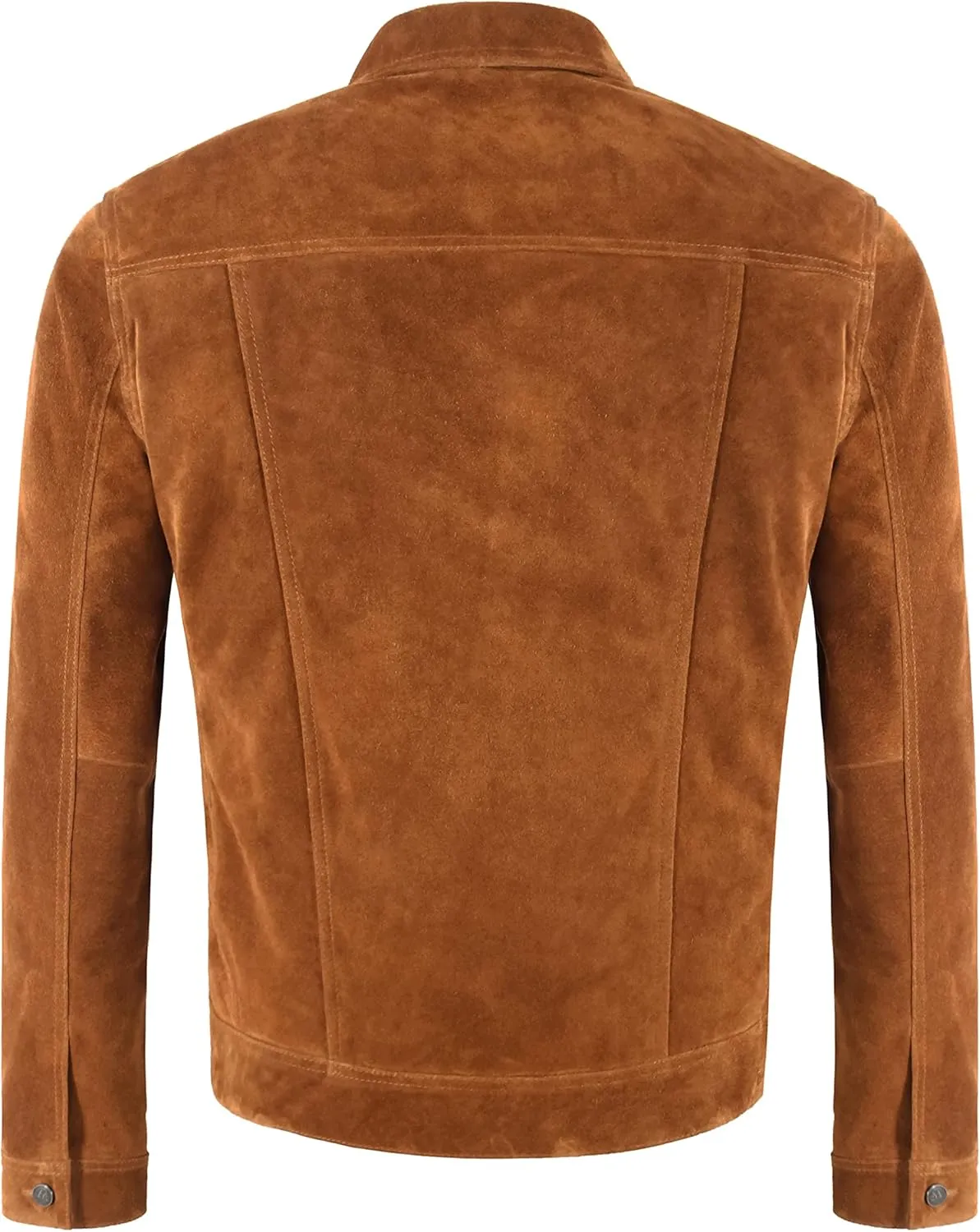 Trucker Men's Tan Suede Leather Jacket Classic Western Cowboy Shirt Style Jacket 1280