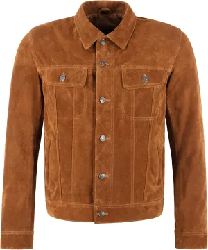Trucker Men's Tan Suede Leather Jacket Classic Western Cowboy Shirt Style Jacket 1280