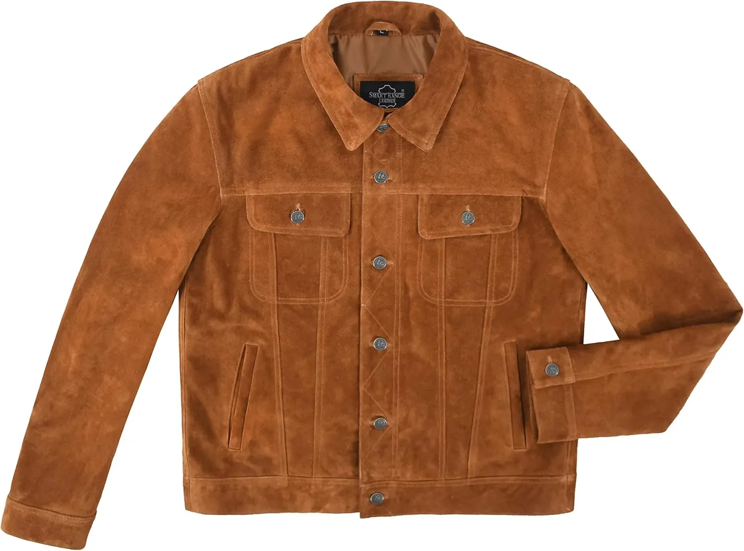 Trucker Men's Tan Suede Leather Jacket Classic Western Cowboy Shirt Style Jacket 1280