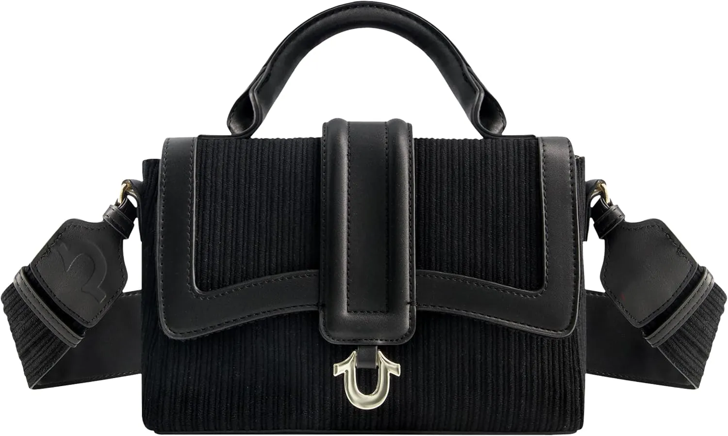 True Religion Women's Satchel Bag Purse, Corduroy Mini Crossbody Travel Handbag with Adjustable Shoulder Strap