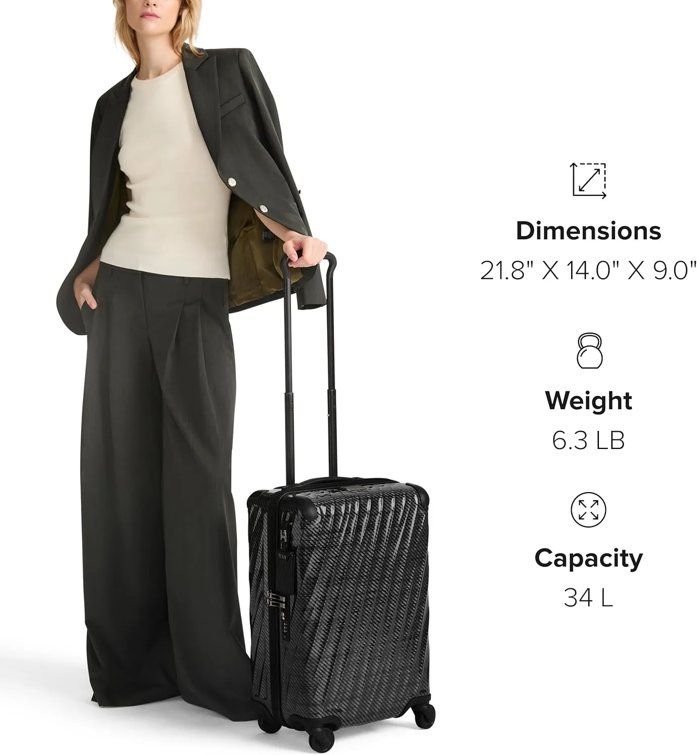 TUMI - 19 Degree Lite 4 Wheel Luggage - Lightweight and Highly Durable, Modern Contour, Hard Shell Men's and Women's Suitcase - 21.75" International Carry-On, Amber