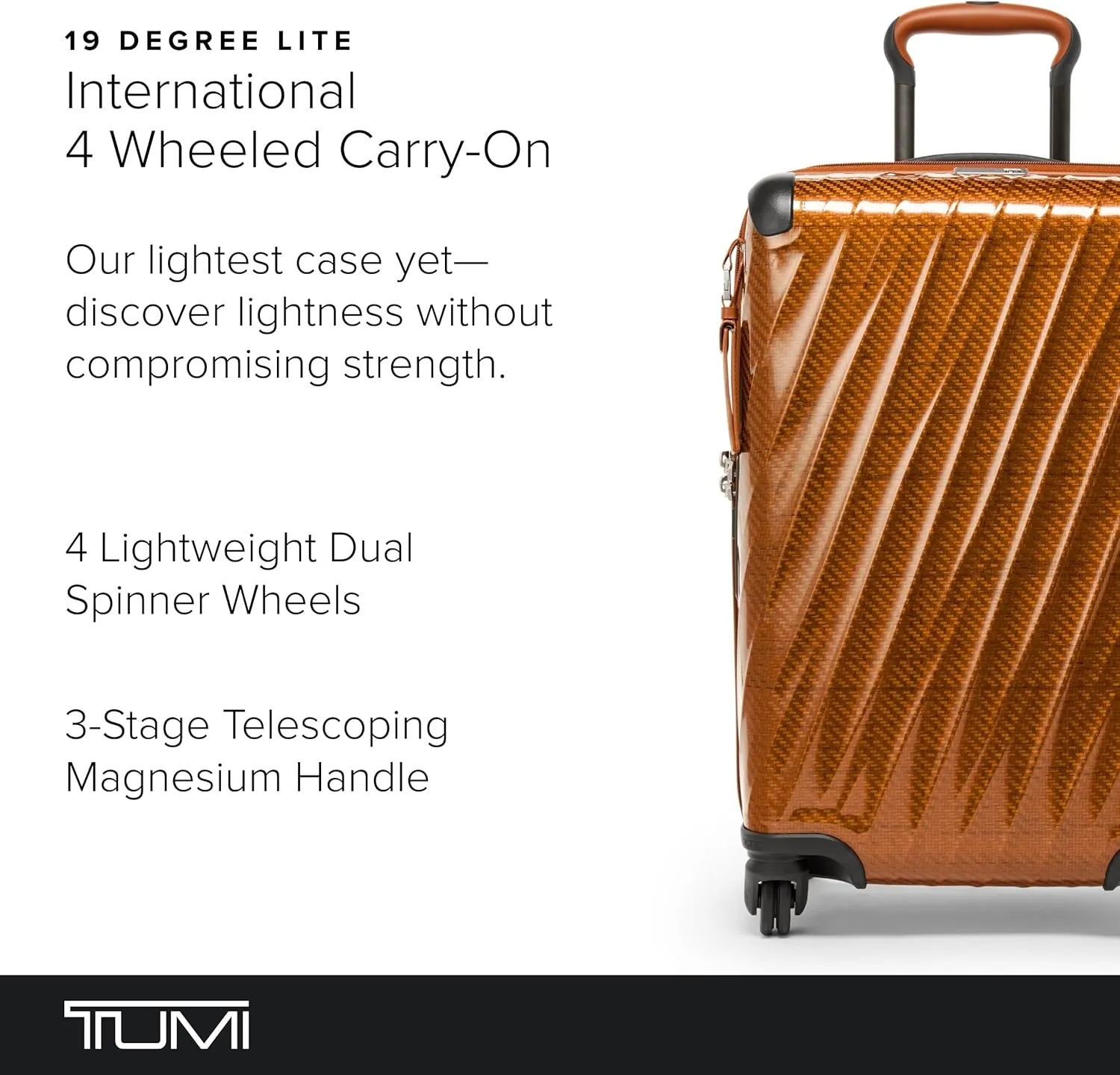 TUMI - 19 Degree Lite 4 Wheel Luggage - Lightweight and Highly Durable, Modern Contour, Hard Shell Men's and Women's Suitcase - 21.75" International Carry-On, Amber