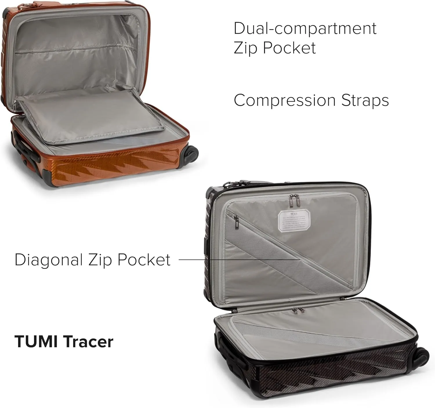 TUMI - 19 Degree Lite 4 Wheel Luggage - Lightweight and Highly Durable, Modern Contour, Hard Shell Men's and Women's Suitcase - 21.75" International Carry-On, Amber