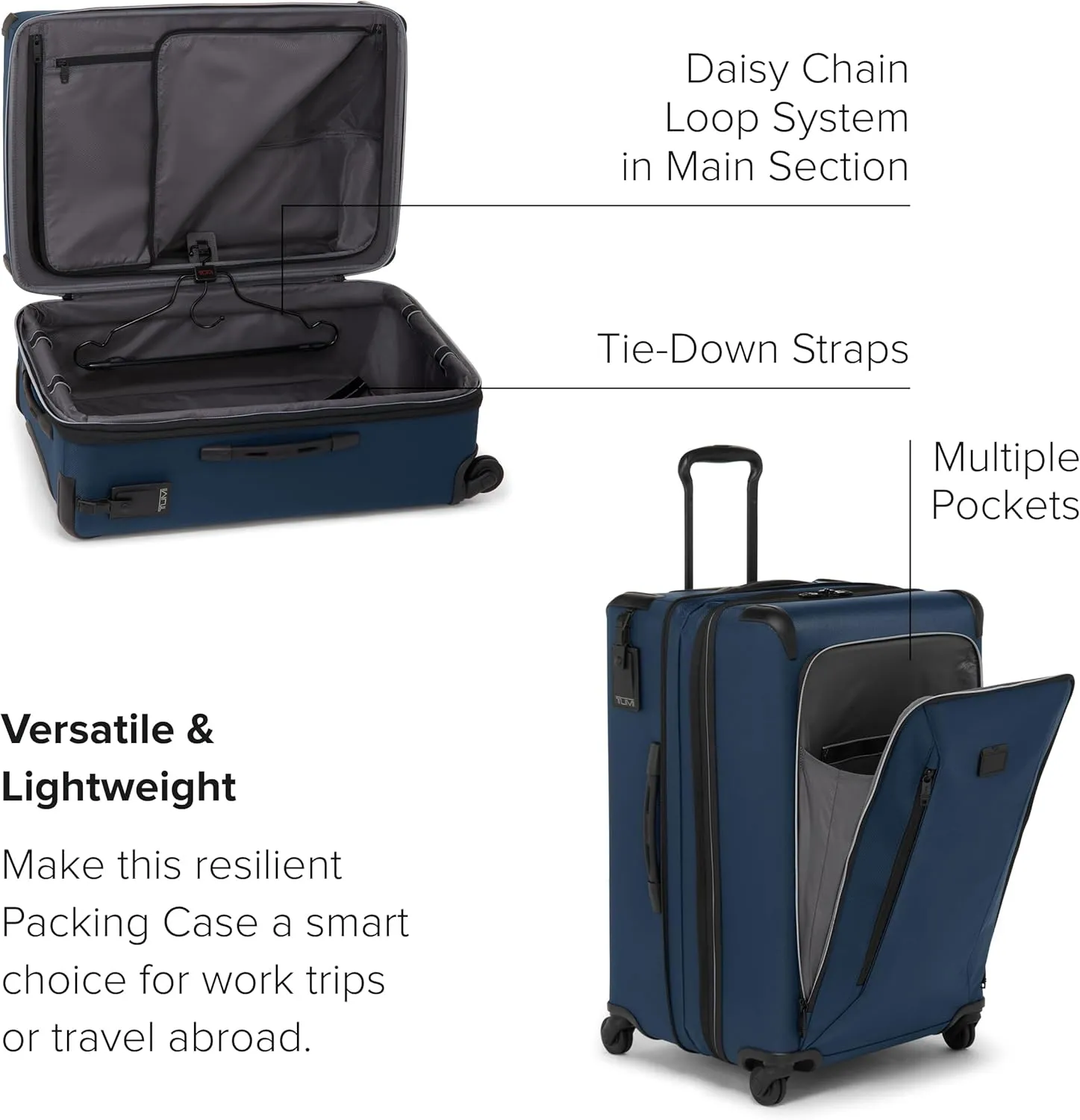 TUMI - Aerotour 4 Wheel Expandable Luggage - Men's and Women's Business and Leisure Travel Suitcase - 26" Short Trip Expandable Packing Case, Navy