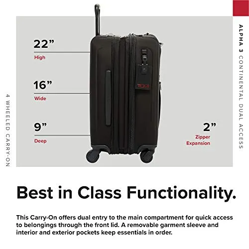 TUMI Alpha 3 Continental Dual Access 4 Wheeled Carry-On Luggage