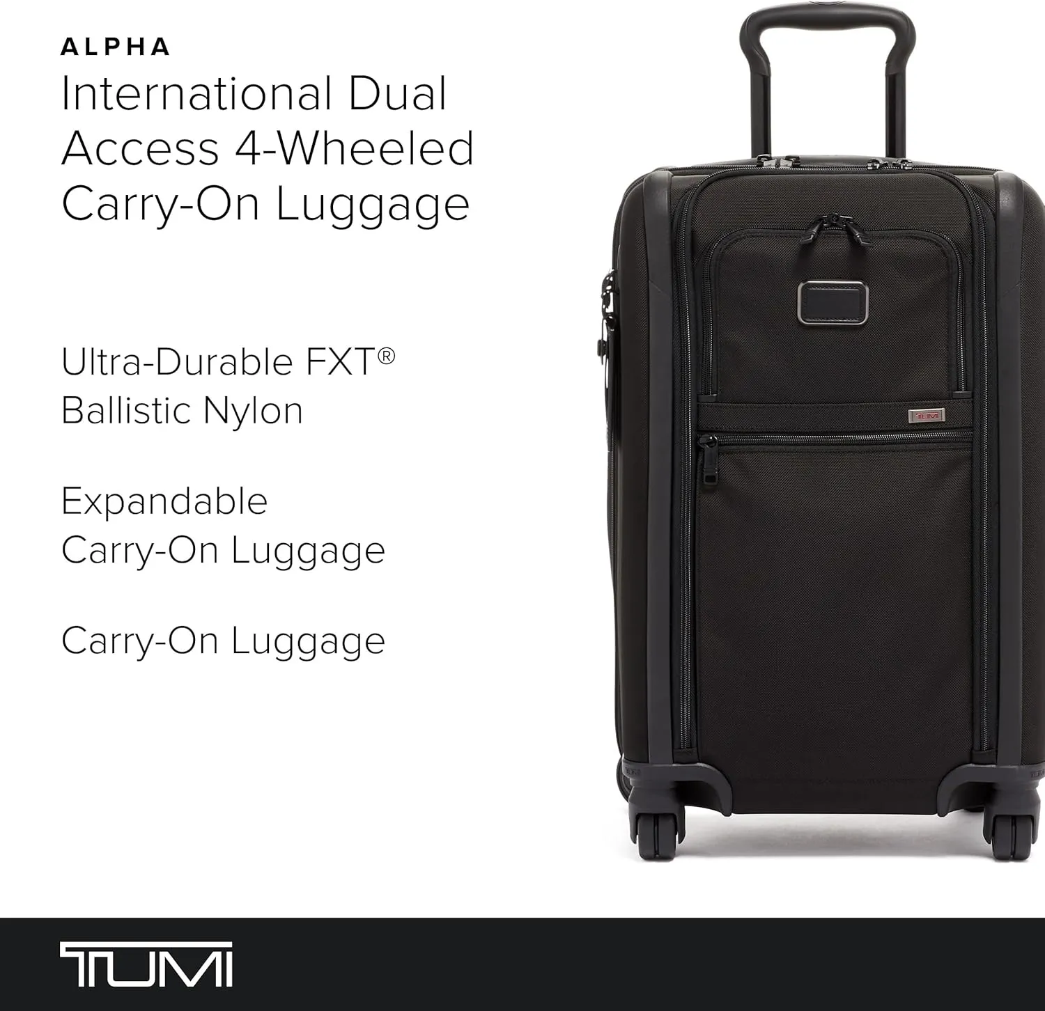 TUMI - Alpha International Dual Access 4-Wheeled Carry-on - Expandable, Durable and Compact Luggage with Removable Garment Bag