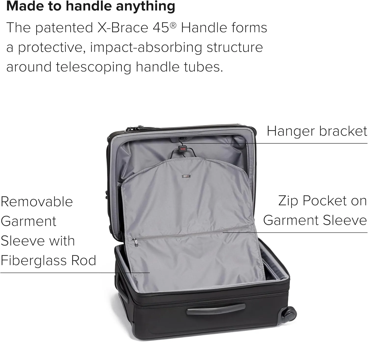 TUMI Short Trip Expandable 4-Wheeled Packing Case - Carry-On Suitcase with Combination Lock & Removable Garment Sleeve - Black