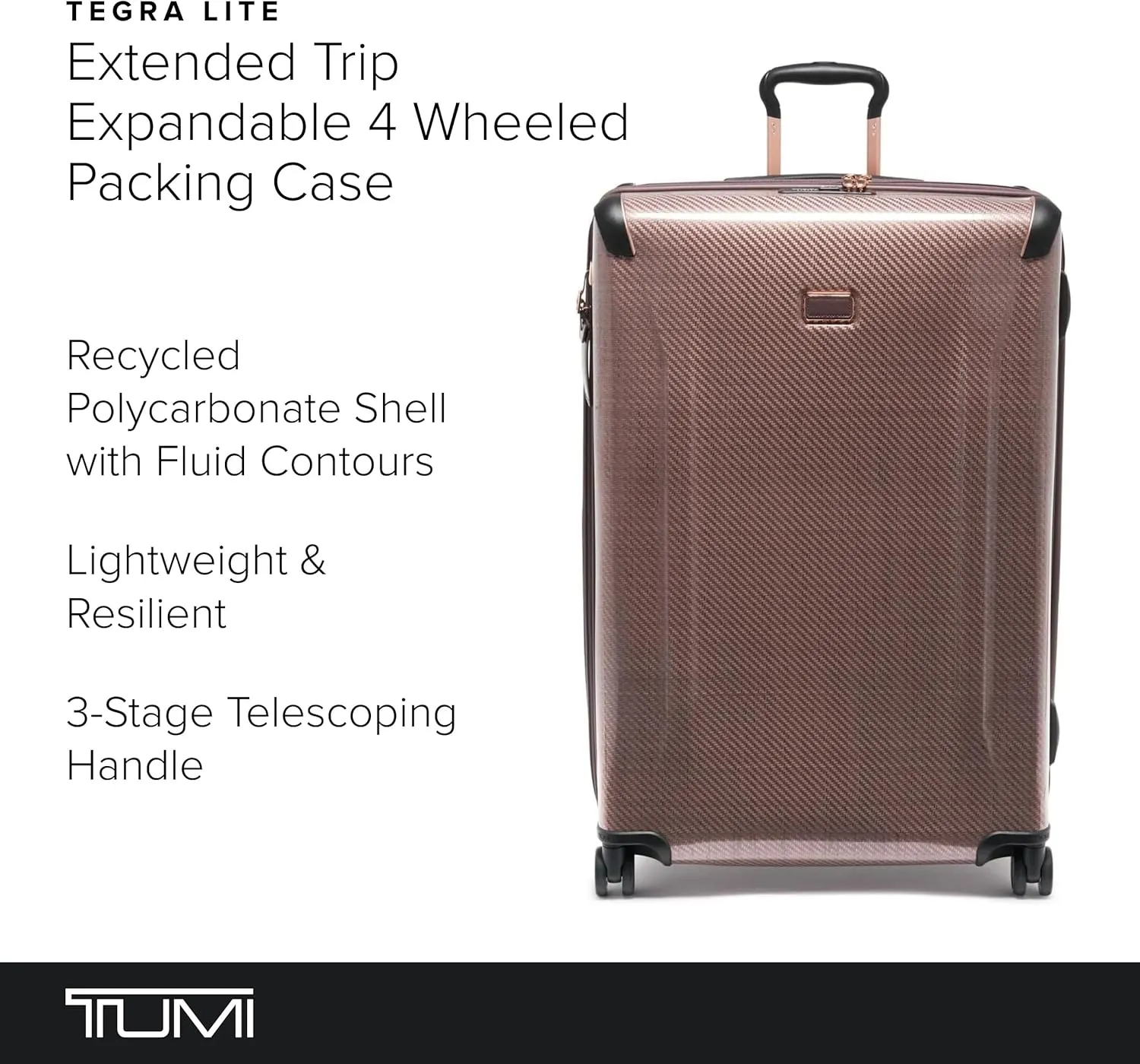 TUMI - Tegra-Lite 4 Wheel Luggage - Highly Durable Suitcase, Flexible Shell, Sleek and Lightweight Men's and Women's Expandable Rolling Bag - Extended Trip, Blush