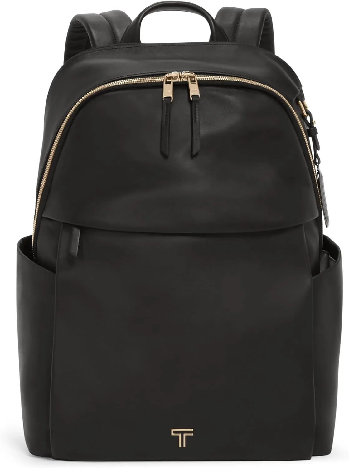 TUMI - Voyageur Raina Backpack - Premium Leather Backpack for Women & Men - Everyday Bag with Phone Pocket & Laptop Compartment - Black, Light Gold Hardware