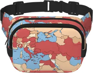 Turkey regional Map print Cute Large Black Fanny Packs for Women Cross Body Waist Bag Nylon Fashionable Fanny Pack