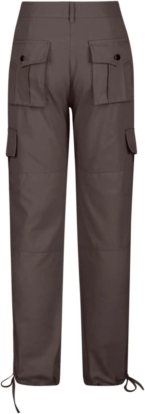 Uillui Tactical Cargo Pants for Women Low Waist Slim Fit Ankle Trousers Straight Leg Stretchy Tapered Pant Ripstop Work Pant
