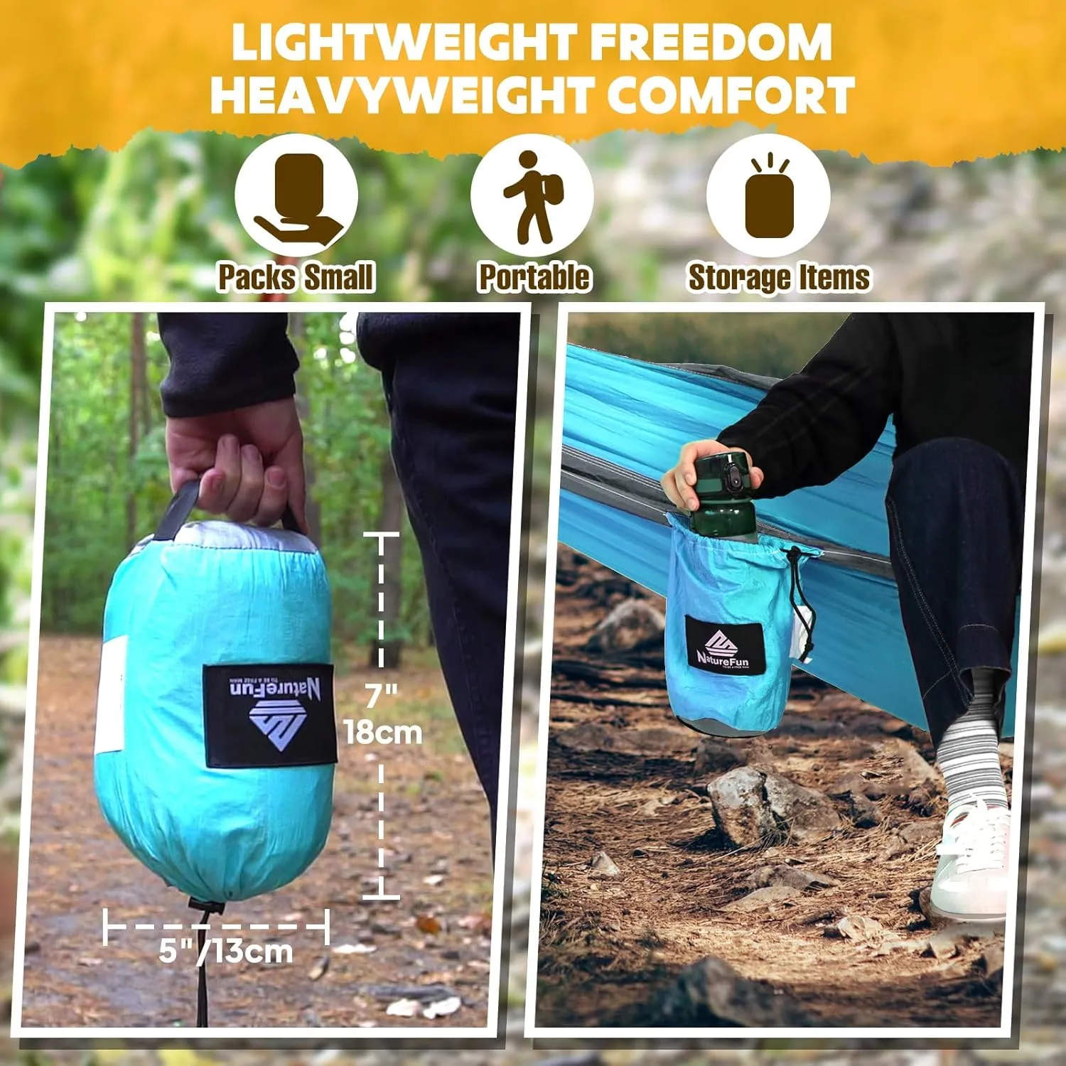 Ultra-Light Travel Camping Hammock | 300kg Load Capacity,(275 x 140 cm) Breathable,Quick-Drying Parachute Nylon | 2 x Premium Carabiners,2 x Nylon Slings Included | Outdoor Indoor Garden