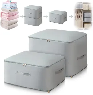 Ultra Small Bulky Self-Compression Organizer, Compressible Storage Bags for Duvets and Clothes, Compression Travel Bag (Grey, L XL)