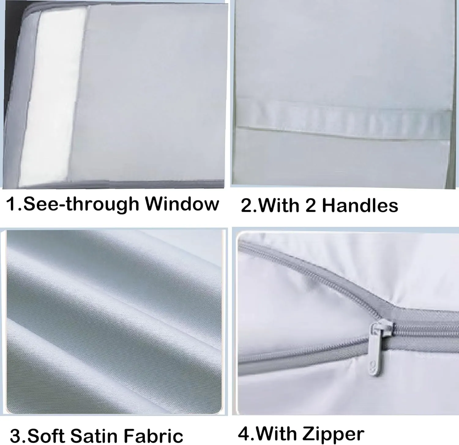Ultra Space Saving Self Compression Organizer, 2 Pack Compression Storage Bags with Transparent Window,Space Saver Bags for Storing Clothes, Comforters, Blankets, Pillows(Grey,54x42x50cm)
