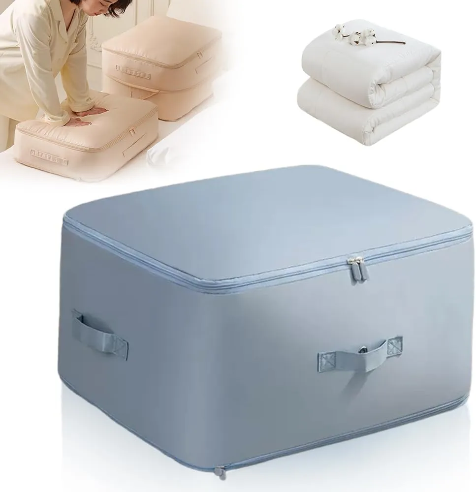 Ultra Space Saving Self Compression Organizer, 2024 Upgraded Space Saver Quilt Compression Storage Bag for Space Saving, Portable Packing Bags Clothes Storage Bags for Comforters, Blankets, Bedding