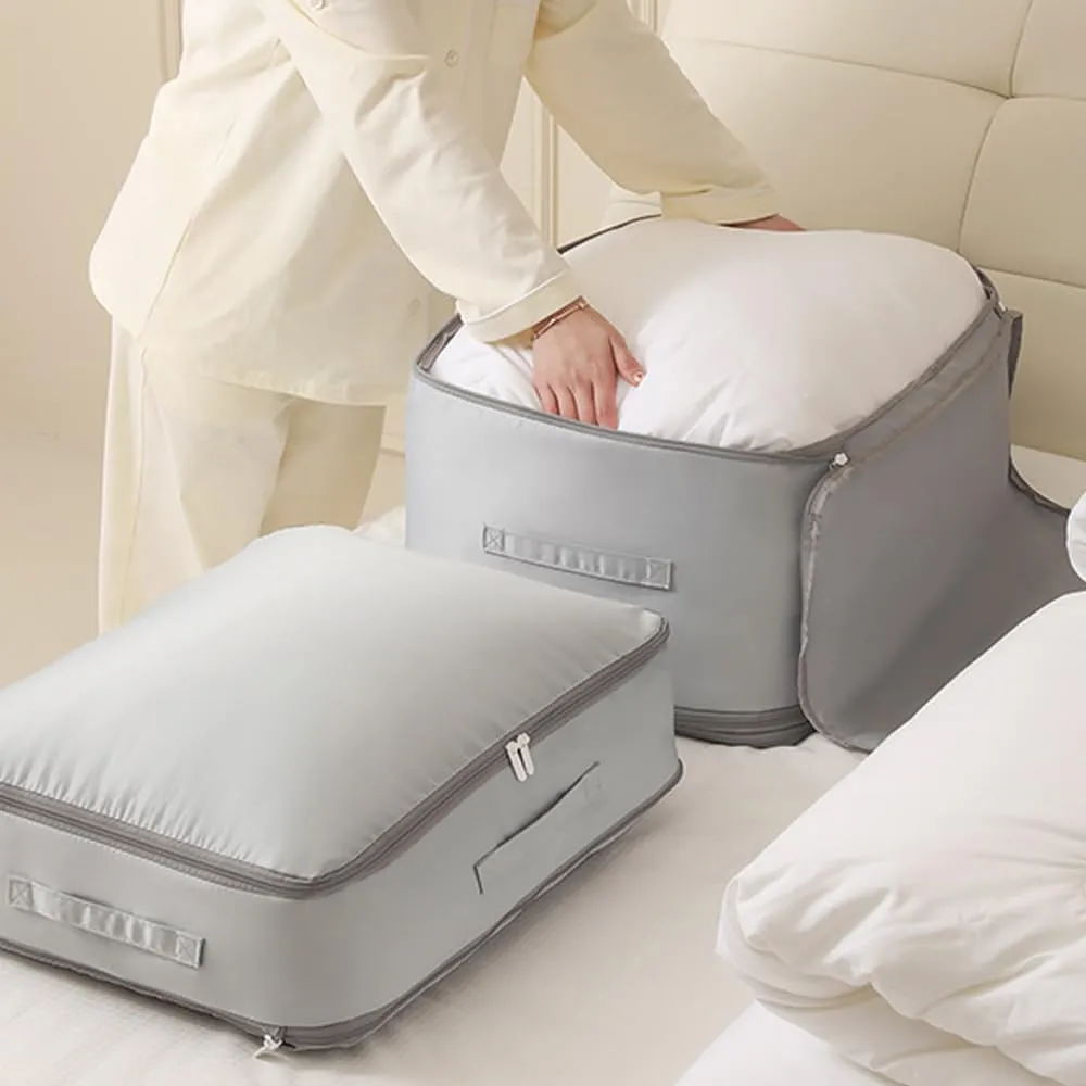 Ultra Space Saving Self Compression Organizer, 2025 New Space Saving Self Compression Organizer for Comforters, Blankets, Bedding, Portable Heavy Duty Moving Bags Storage Tote (Gray, L(54*42*30CM))