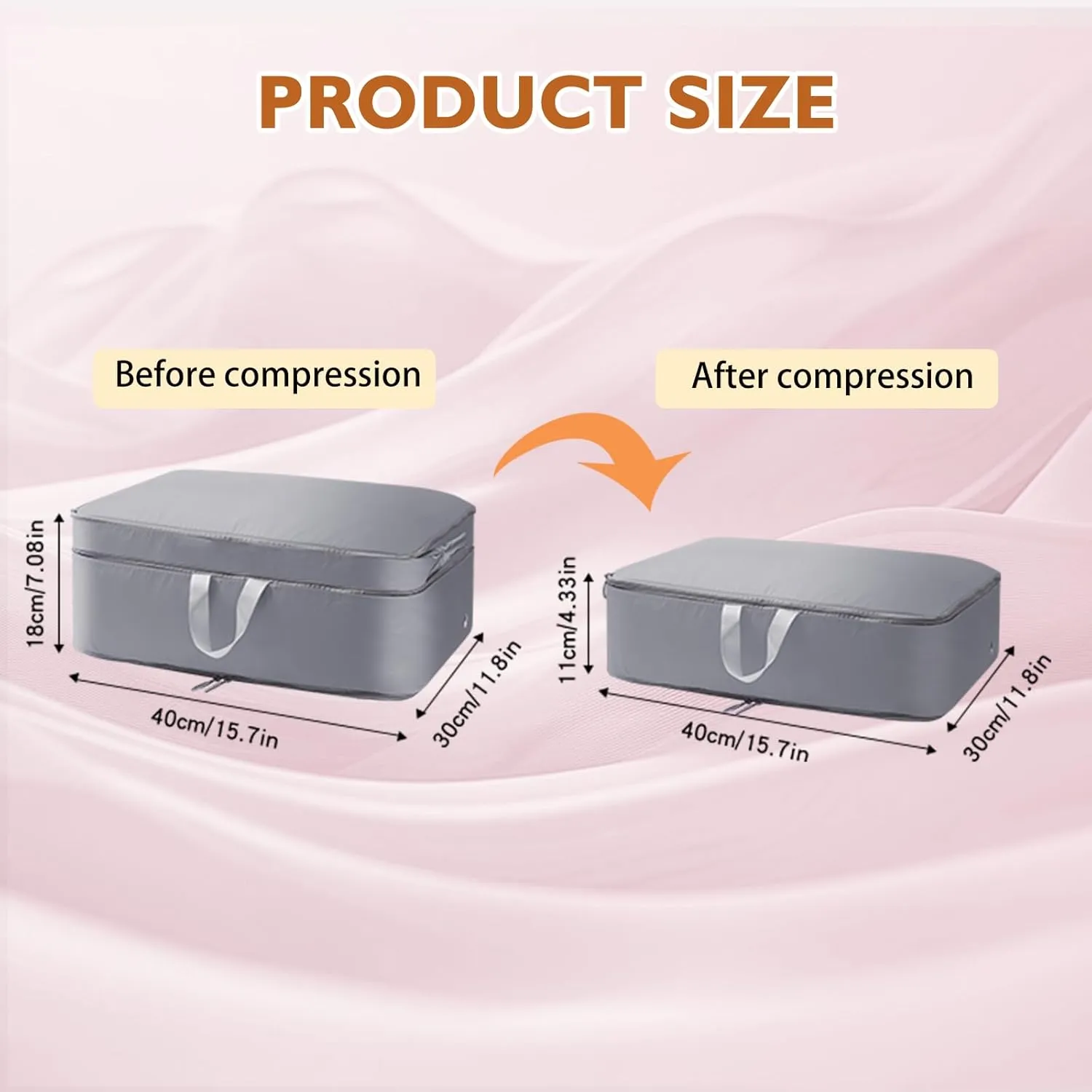 Ultra Space Saving Self Compression Organizer, 4 Pack Compression Bags for Storage, Sweater Organizer for Closet, Clothes Storage Bag (Grey, M, 40x30x18cm)