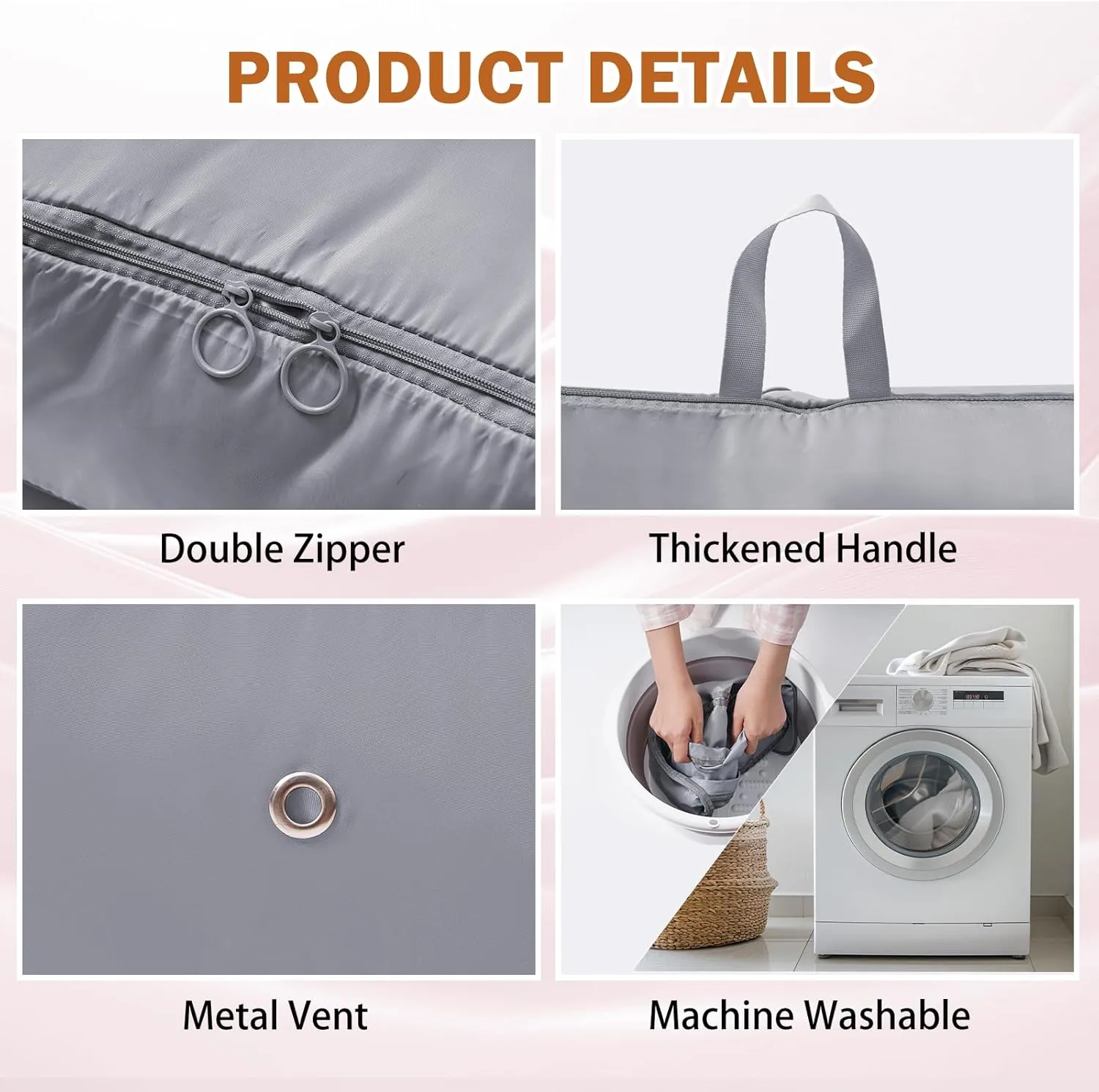 Ultra Space Saving Self Compression Organizer, 4 Pack Compression Bags for Storage, Sweater Organizer for Closet, Clothes Storage Bag (Grey, M, 40x30x18cm)