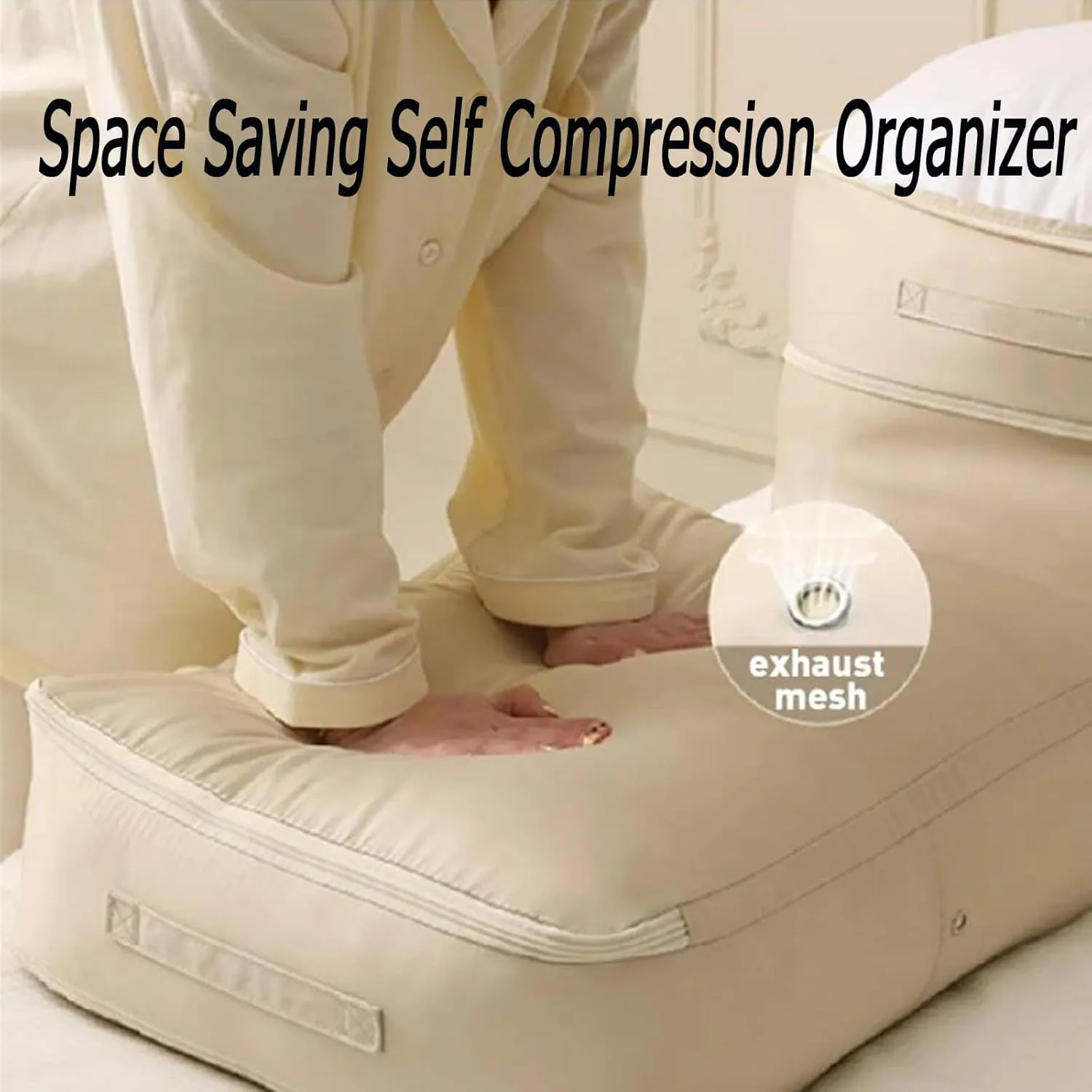 Ultra Space Saving Self Compression Organizer, College Moving Bags Heavy Duty Vacuum Storage Bags, Compression Storage Bags for Clothes Comforters,Blankets,Bedding (Pink,XL)