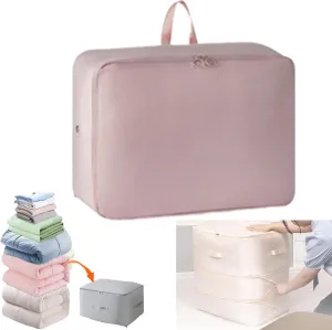 Ultra Space Saving Self Compression Organizer, College Moving Bags Heavy Duty Vacuum Storage Bags, Compression Storage Bags for Clothes Comforters,Blankets,Bedding (Pink,XL)