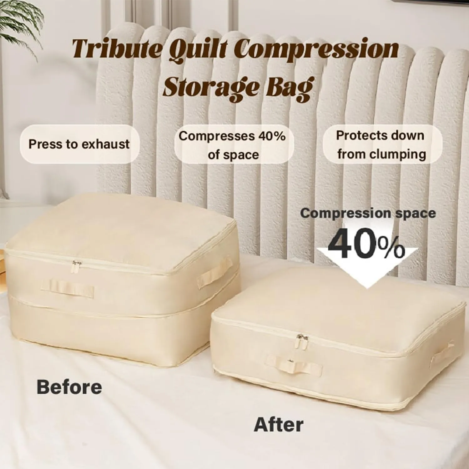 Ultra Space Saving Self Compression Organizer, Compression Duvet Storage Bag Large Capacity, Heavy Duty Moving Bags, Travel Packing Organizers Storage Tote for Clothes, Comforters (Blue, M L)