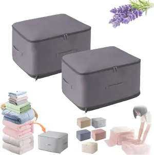 Ultra Space Saving Self Compression Organizer, Compression Packing Cubes, Expandable Packing Organizers, Heavy Duty Moving Bags, Storage Tote For Space Saving, Comforters Clothes (L,dark grey-2pcs)