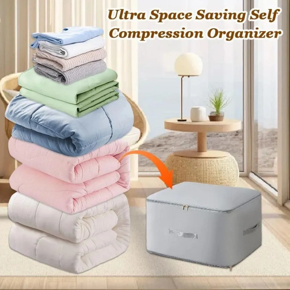 Ultra Space Saving Self Compression Organizer, Compression Packing Cubes, Expandable Packing Organizers, Heavy Duty Moving Bags, Storage Tote For Space Saving, Comforters Clothes (L,dark grey-2pcs)