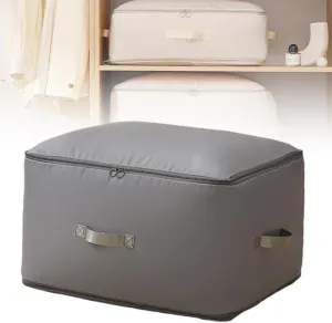 Ultra Space Saving Self Compression Organizer, Space Saver Quilt Compression Storage Bag, Portable Compression Packing Cubes for Travel Heavy Duty Moving Bags (Grey, M - 40 * 30 * 12cm)