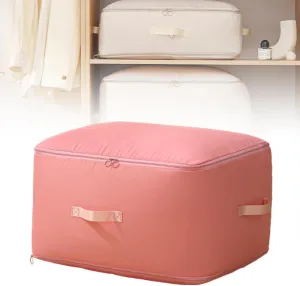 Ultra Space Saving Self Compression Organizer, Space Saver Quilt Compression Storage Bag, Portable Compression Packing Cubes for Travel Heavy Duty Moving Bags (Pink, M - 40 * 30 * 12cm)