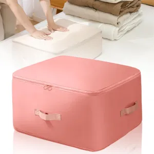 Ultra Space Saving Self Compression Organizer, Space Saver Quilt Compression Storage Bag, Thickened Comforter Storage Bag Packaging Cube for Bedding Storage Moving (Pink, X-Large(54x42x50cm))