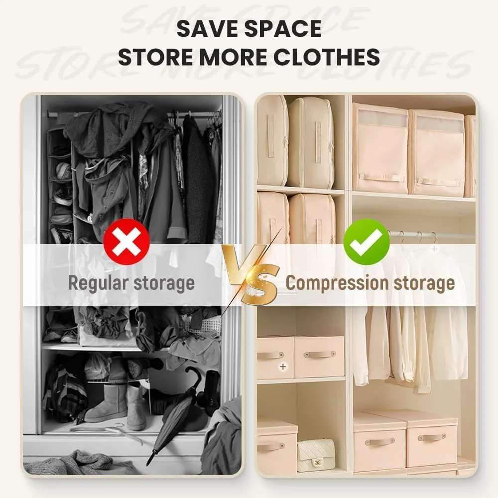 Ultra Space Saving Self Compression Organizer, Space Saver Quilt Compression Storage Bag, Thickened Comforter Storage Bag Packaging Cube for Bedding Storage Moving (Pink, X-Large(54x42x50cm))
