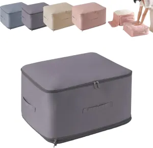 Ultra Space Saving Self Compression Organizer, Storage Tote for Space Saving, Self Compression Moving Organizer Bags for Comforters, Clothes, Blankets (Grey,X-Large)