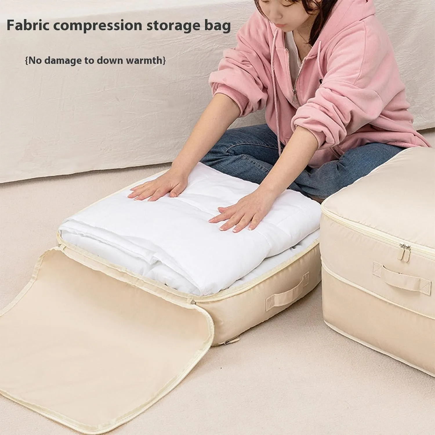 Ultra Space Saving Self Compression Organizer, Storage Tote for Space Saving, Self Compression Moving Organizer Bags for Comforters, Clothes, Blankets (Grey,X-Large)