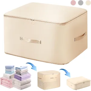 Ultra Space Saving Self Compression Organizer,Storage Bags,Heavy Duty Moving Bags,Storage Tote for Space Saving, Self Compression Moving Organizer Bags for Comforters,Clothes, Blankets (Khaki, XL)