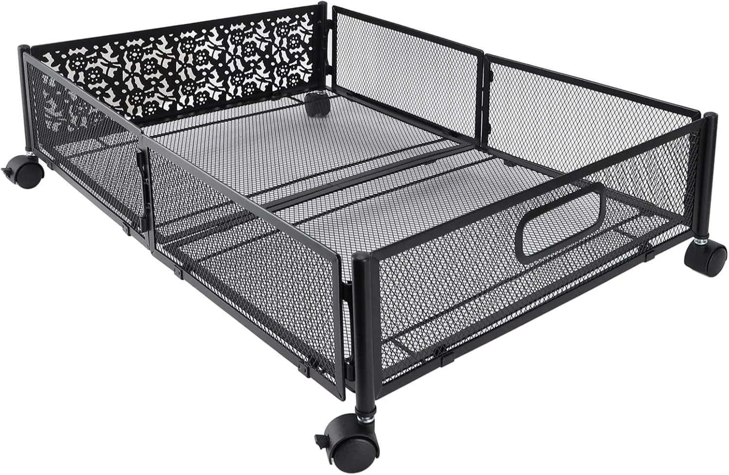 Underbed Storage Container Lidded Storage Bins Bed Drawer 360 Degree Rotating Wheels Underbed Storage Box for Most Under Bed Spaces Closets and Sofa Bottoms Underbed Storage (Black)