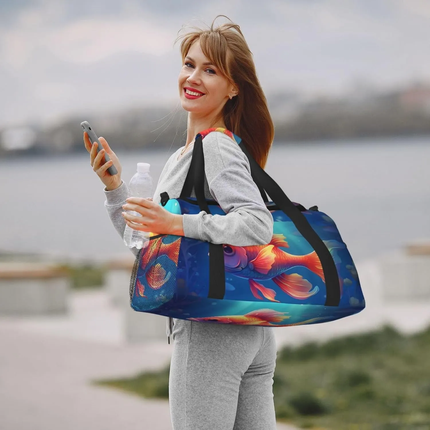 Underwater Goldfish Duffle Bag Foldable Travel Tote Bag Carry On Large Weekender Overnight Bags Waterproof Gym Bag For Women Men