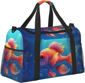 Underwater Goldfish Duffle Bag Foldable Travel Tote Bag Carry On Large Weekender Overnight Bags Waterproof Gym Bag For Women Men
