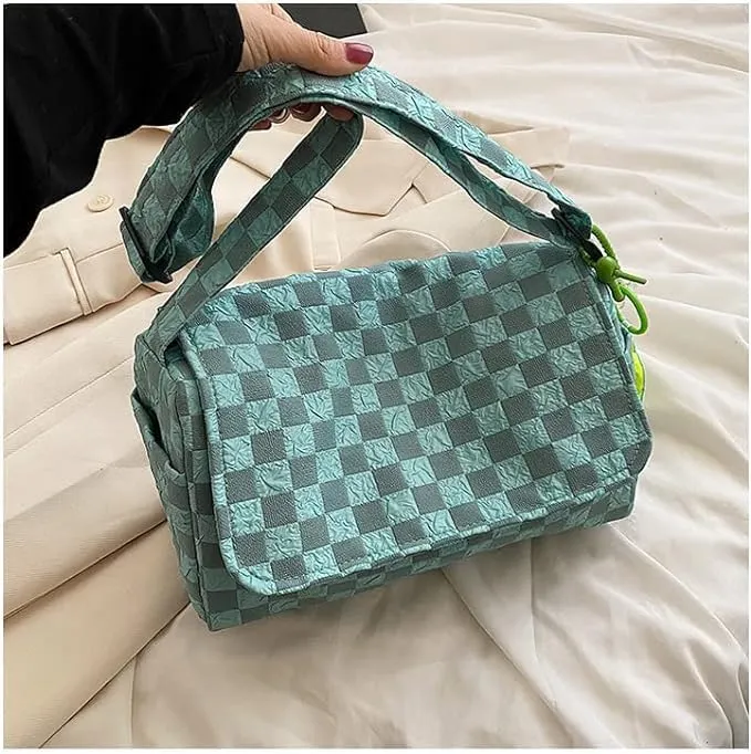 UNICOLD Checkerboard Shoulder Crossbody For Women Small Messenger Bag Aesthetic Retro Handbag with Adjustable Strap