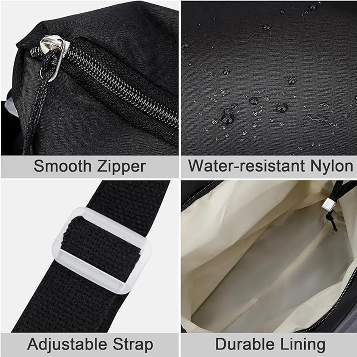 UNICOLD Kawaii Aesthetic Messenger Bag with Stuffed Pendant and Pins Crossbody Nylon Bag for Women Travel Work (Black)